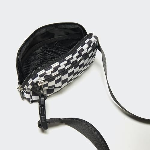 Image of Pander Two Way Zipper Fanny Pack Nylon Everywhere Belt Bag for Women, Water Repellent Waist Packs, Crossbody Bags with Adjustable Strap (Checkered Black)