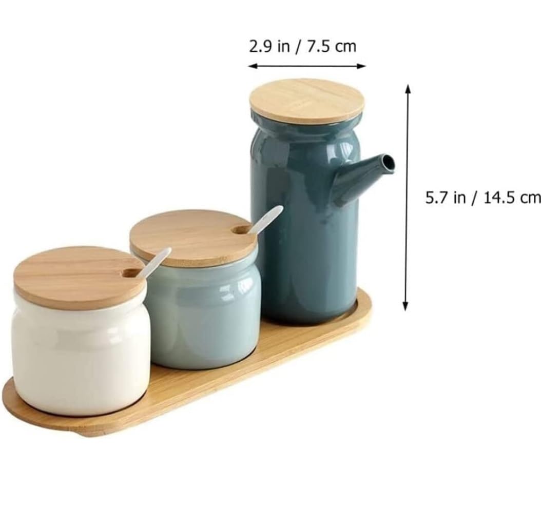 XYNSNDB GaRcan Gewürzflaschen-Set, Keramik-Gewürzflaschen-Set, Gewürzdosen-Set, Gewürz-Zucker-Öl-Topf, Küchen-Serviergläser mit Tablett, Gewürzdosen
