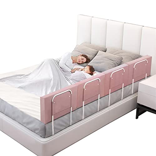 Image of Bed Rail, Bed Bumper for Toddlers, Kid, 78.7 Inch Bed Side Rails Safety for Queen, King, Full, Twin, Bunk, Dorm Beds to Prevent Falls, Bed Barrier for Dogs, Easy Installation (Pink, 4 Packs)