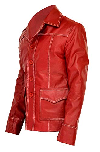 Heren Brad Pitt Fight Club Tyler Durden jas rode Biker lederen jas - Image 3