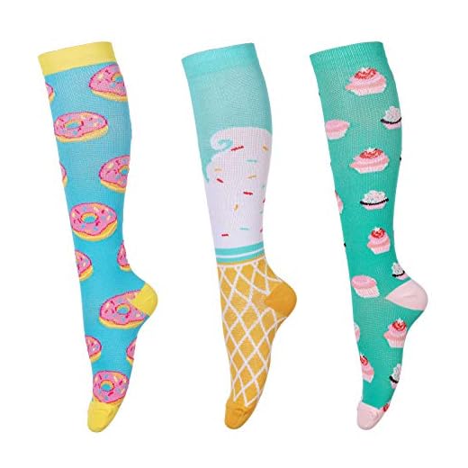LEOSTEP Calcetines de compresión para hombres y mujeres (3 pares) antideslizantes de tubo largo, ideal para correr, enfermera, viajes, vuelo, embarazo 15-25 mmHg