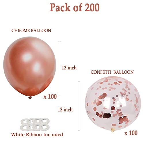 Image of AMFIN Valentine Rose Gold /Valentine Confetti Combo /Birthday Rose Gold Theme /Anniversary Suprise /Baby Shower Balloons /Proposal Shoot Decoration - Pack of 200