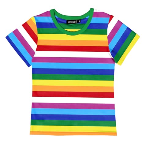 Image of Deerose Kids Striped Shirts Short Sleeve Boy Girls July 4th Patriotic Tee Top 3-14 Years