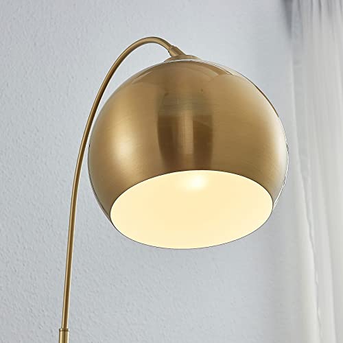 Lindby Bogenlampe/Stehlampe messingfarben mit Fußschalter, Standleuchte Metall, Leselampe-Stehlampe 1x E27 max. 40 W, ohne Leuchtmittel
