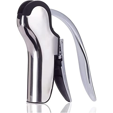 KAYCROWN Stainless Steel Wine Bottle Opener, Vertical Lever Corkscrew with Built in Foil Cutter, Manual Handheld Corkscrew with Ergonomic Lever Pump Cover