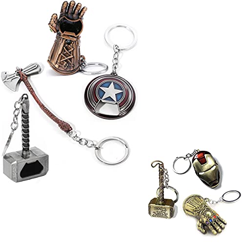 Sio & Tan Captain America Keychain Shield Opener Thor Axe Stormbreaker Hammer Mjolnir Keychain Bottle Opener Thanos Glove Infinity Gauntlet Keychain Bottle Opener Iron man key chain
