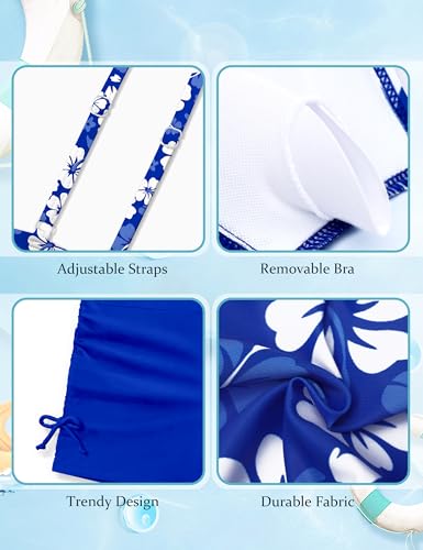 Girls Swimsuit V-neck Floral Print Tankini Solid Color Shorts Swimsuits for Teen Girls 2Pcs Set Bathing Suits For Girls4