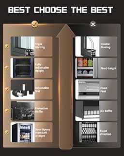 Minorfun 18 inch Glass Door Beverage Refrigerator – 160 Can Mini Fridge for Wine, Beer, Soda, Ideal for Home, Office, or Bar, Under Counter Built-In Design