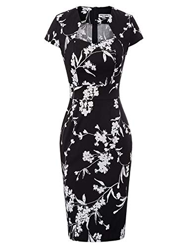GRACE KARIN Retro 40s Clothes for Girls Short Sleeve Sunmmer Prom Ball Pencil Dress Floral-31(CL7597) Medium