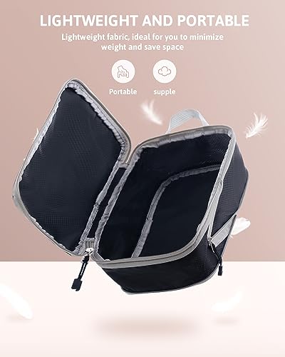 Meowoo Organizador de Equipaje Compresion 4 en 1 Set, Organizador de Maletas Viaje con Ultraligeras Compresión Expandibles, Packing Cubes Bolsa de Impermeable para Mochila y Maletas