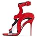 SAndal Estivi Bocca di Pesce Slingback Tacchi A Spillo Una Parola Fibbia Stiletto Fondo Piatto Estate Discoteca Testa Mostra Tacchi Alti Adatti alle Donne,Rosso,39