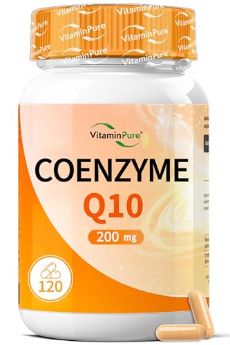 Coenzyme Q10 200 mg par gélule, 120 gélules (4 mois) Fermentée naturellement pour une biodisponibilité élevée, complément alimentaire Q10 – VitaminPure