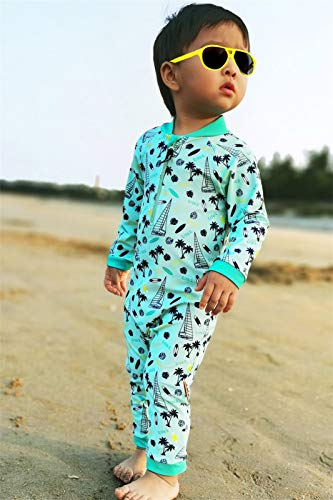 Baby Long Sleeve Green Surfboard Beach Swimwear Boy One-Piece Sailboat Swimsuit Sun Protection Rash Guard 12-18 Months #TOP1