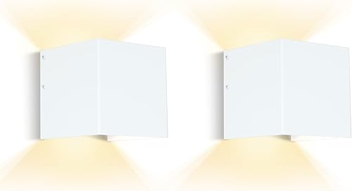 HEQIQEH Apliques de pared de estilo moderno, funciona con pilas, cubo LED para interiores arriba y abajo, lámpara de pared con control remoto,