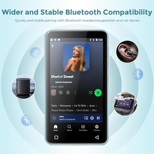 Image of innioasis G1 Kids MP3 Player with Bluetooth, WiFi, 16GB Android MP4 Player, 4-Inch Full Touch Screen, Supports Spotify, Pandora, Tidal, Deezer, Amazon Music (Teal)