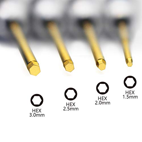 Hrb 4Pcs 1.5Mm 2.0Mm 2.5Mm 3.0Mm Hex Screw Driver Set Rc Hex Driver Set Titanium Hexagon Screwdriver Wrench Rc Tool Kit For Multi-Axis Fpv Racing Drone Rc Quadcopter Helicopter Car Models #TOP2