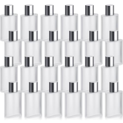 24 Pcs 50ml Frosted Glass Bottle Perfume Atomizer refillable Spray Empty Perfume Dispenser Fine Mist Atomizer Cosmetic Container for Travel Men Women
