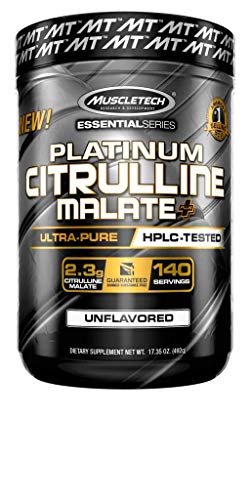 Muscletech L Citrulline Malate Powder Pre Workout Nitric Oxide Booster Increase Blood Flow & Vasodilation Workout Supplement for Men & Women, Unflavored, 17.35 Ounce