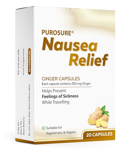 Purosure Nausea Relief Ginger Capsules for Travel Sickness Relief 250 mg (20)