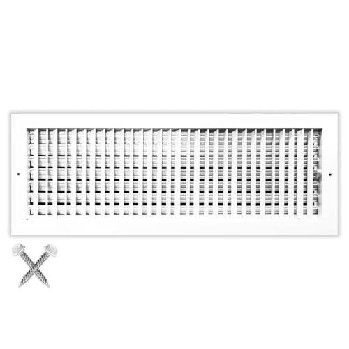 24x6 Adjustable Supply Air Vent Cover Grille for Wall or Ceiling Duct Opening - Adjustable Register Diffuser Grill by HVAC Premium - White - Overall Size: 25.75" X 7.75"