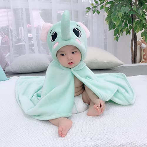 Image of TONWHAR 0-4 Years Toddlers' And Kids' Boys Girls Animal Face Hooded Blanket Baby's Bathrobe,Plush After Bath Blanket (Elephant)