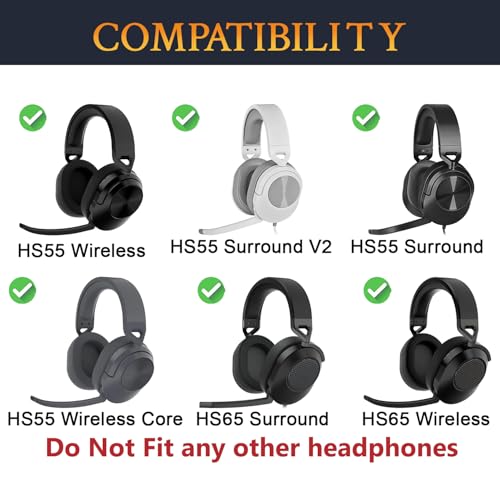 SOULWIT Cooling-Gel Earpads Replacement para Corsair HS65/HS55 Surround Wired, HS55 Surround V2, HS 65/HS 55 Wireless Core Gaming Headset, Almohadillas para Oídos con Espuma de Alta Densidad - Negro miniatura 2