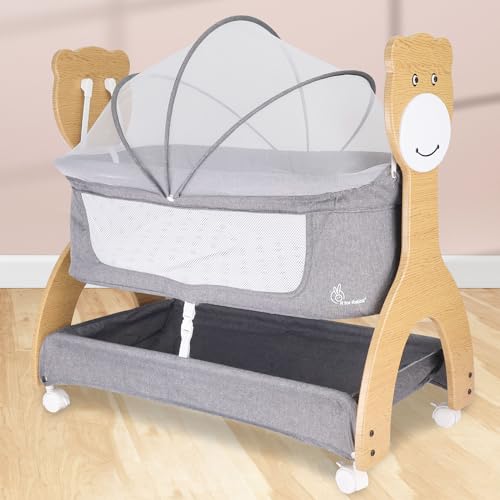 R for Rabbit Lullabies Woodsy Manual Swing Wooden Cradle for Newb...