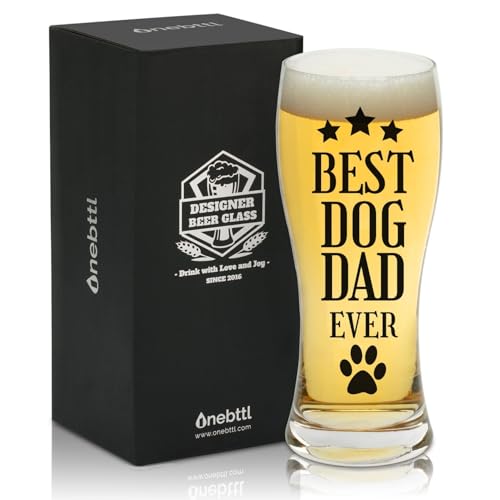 Onebttl Dog Dad Beer Glass 15oz for Dog Lovers & Owners