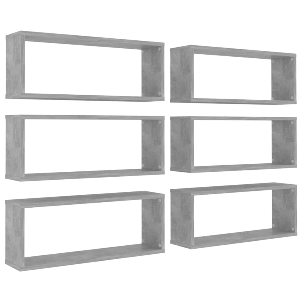 vidaXL Étagères Murales Cube 6 pcs, Supports Suspendus, Tablettes Flottantes, Meubles de Salon Salle de Séjour, Gris Béton Bois d'Ingénierie