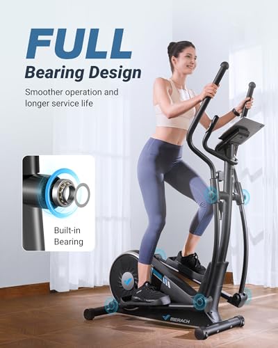 Image of MERACH Elliptical Exercise Machine for Home Use, Elliptical Machine with Hyper-Quiet Magnetic Drive System, 16-Level Resistance Adjustment, 15.5IN Stride, 350LBS Loading Capacity, MERACH App