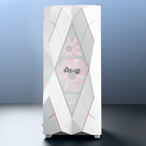 Image of daWg V' Series 240 Mid-Tower Gaming Cabinet /Case, Pre-Installed 2 Multicolor Fans, Support AIO Upto 360mm, ATX, mATX, Mini ITX, Tempered Glass, Dust Filters, Cable Management, USB 3.0 (White)