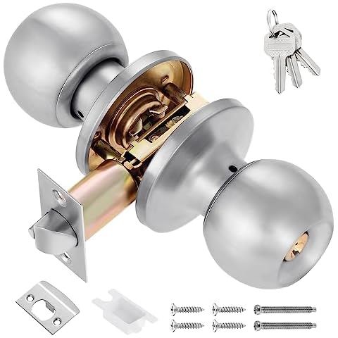 Knpwer Silver Locking Door Knob Set Cover