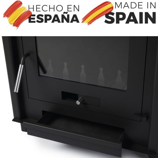 Estufa de leña grande modelo B 14.3 Kw | Chimenea rustica de leña | Estufa de leña clásica para salón salida de humos trasera