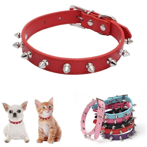 Collare per animali domestici: collare per cani e gatti con borchie, con piccoli rivetti per un look punk elegante, lega ben realizzata e tessuto delicato sulla pelle, realizzato per un uso quotidiano innocuo.