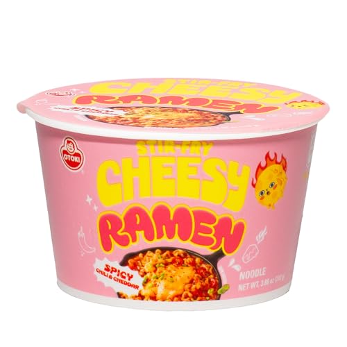 Cheesy Ramen (Bowl) – Cheddar Flavor | Non-Spicy, Creamy & Savory Korean Instant Bowl Noodles, 3.17 oz (Pack of 6)