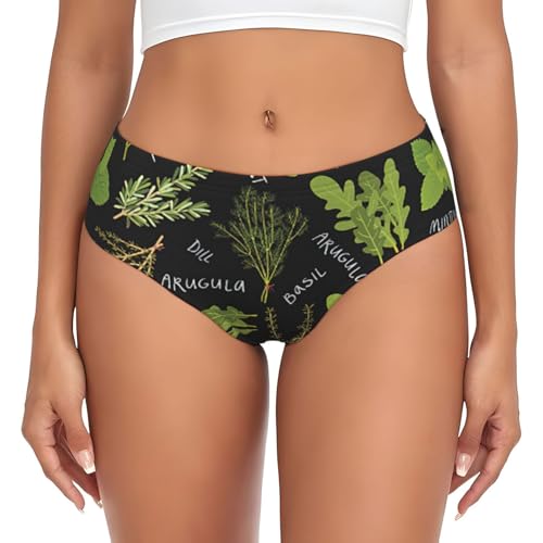 perangg Calzoncillos de tomillo de albahaca y romero para mujer, suaves, transpirables, cobertura completa, con opciones de tallas grandes, Negro -, M