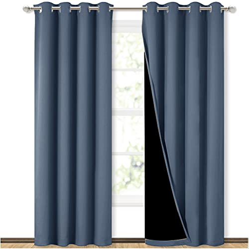 NICETOWN 100% Blackout Curtains 84 inches Long, Pair of Energy Smart & Noise Blocking Out Drapes for...