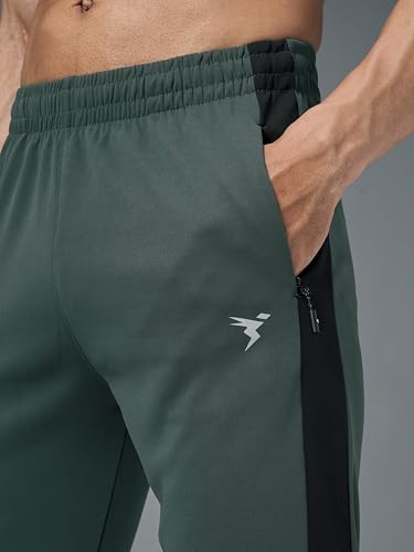 Image of TECHNOSPORT Men's Slim Fit Mid Rise Solid Trackpant with Techno Dry for Gym, Workout & Sports