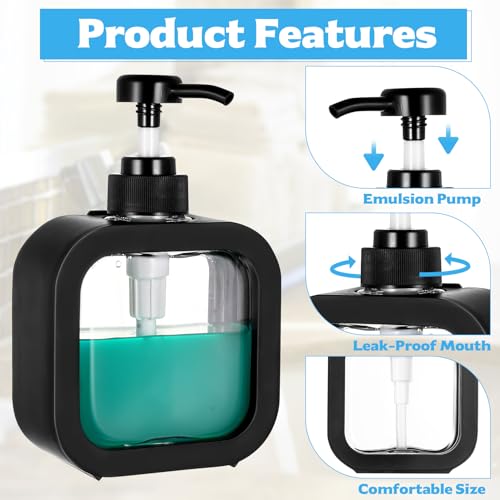 Aoyfuwell 4 Stück Seifenspender Set, 300ML Pumpspender Dusche, Duschgelspender, Leere Shampoo Flaschen zum Befüllen, Duschgel Spender, Spüli Spender Küche Bad Soap Dispenser(Schwarz, Weiß)