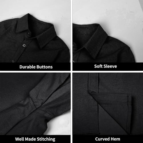 Image of LittleSpring Boys Button Down Long Sleeve Uniform Dress Shirts with Tie