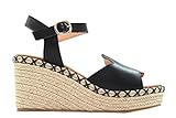  HISPANITAS - HV221867 Black - Sandalia destalonada de piel, con cuña, hebilla, suela de goma, para: Mujer color: BLACK talla:38