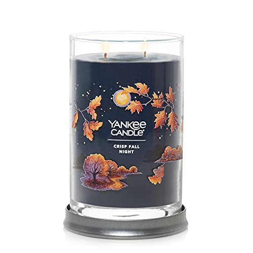 Yankee Candle Crisp Fall Night Scented, Signature 20oz Large Tumbler 2-Wick Candle, Over 60 Hours of Burn Time