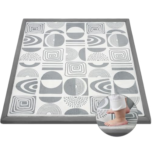 Alfombra Colchoneta Bebe Suelo Acolchada, 127x127x3cm Tapete Actividades de Juegos Plegable para Bebe Niños Infantiles, Superficie de franela Suave con Base Antideslizante - Motivos Geométricos Grises