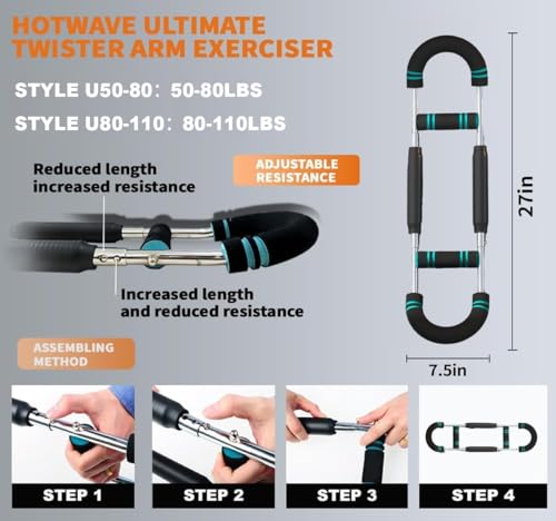 Image of HOTWAVE Twister Arm Trainer,Chest Workout Equipment,Portable Home Equipment | Adjustable Chest Trainer for Upper Body. Forearm, Triceps & Chest Workout. Self-Use or Gift. For Men & Women.