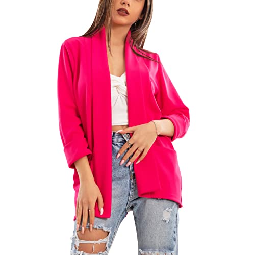 Toocool Blazer Mujer Chaqueta Elegante Casual Basic Monopecho Primavera VI-80021 [Talla única, Fucsia]