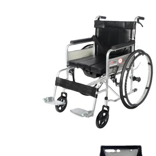 車椅子折りたたみ軽量高齢者トイレ付き多機能特別高齢者小型障害者手押しスクーター (ベーシック防水レザー(ブラックソリッドタイヤ)モデル+シート付+ダイニングテーブル付)