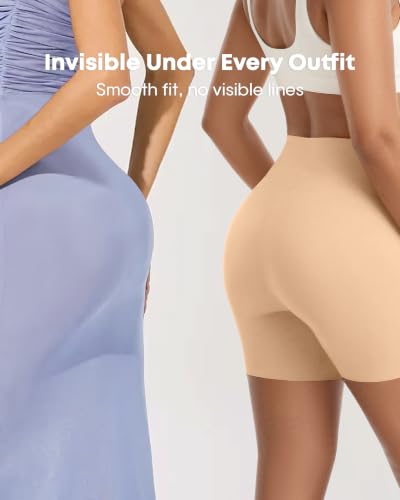 Image of Womens Tummy Control seamless Shapewear shorts | High waisted,Slip shorts for under dresses,Invisible,Breathable,Non slip,Compression faja Shorts,Butt lifting panties