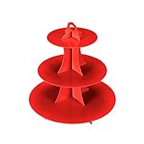 YLDW 3-Tier Cupcake Stand, Cake Stand Holder, Tiered DIY Cupcake Stand Tower for Dessert Table Displays, Birthday Theme Party Favors Decoration, Floral Tea Party, 12' W x 12.8' H, Red