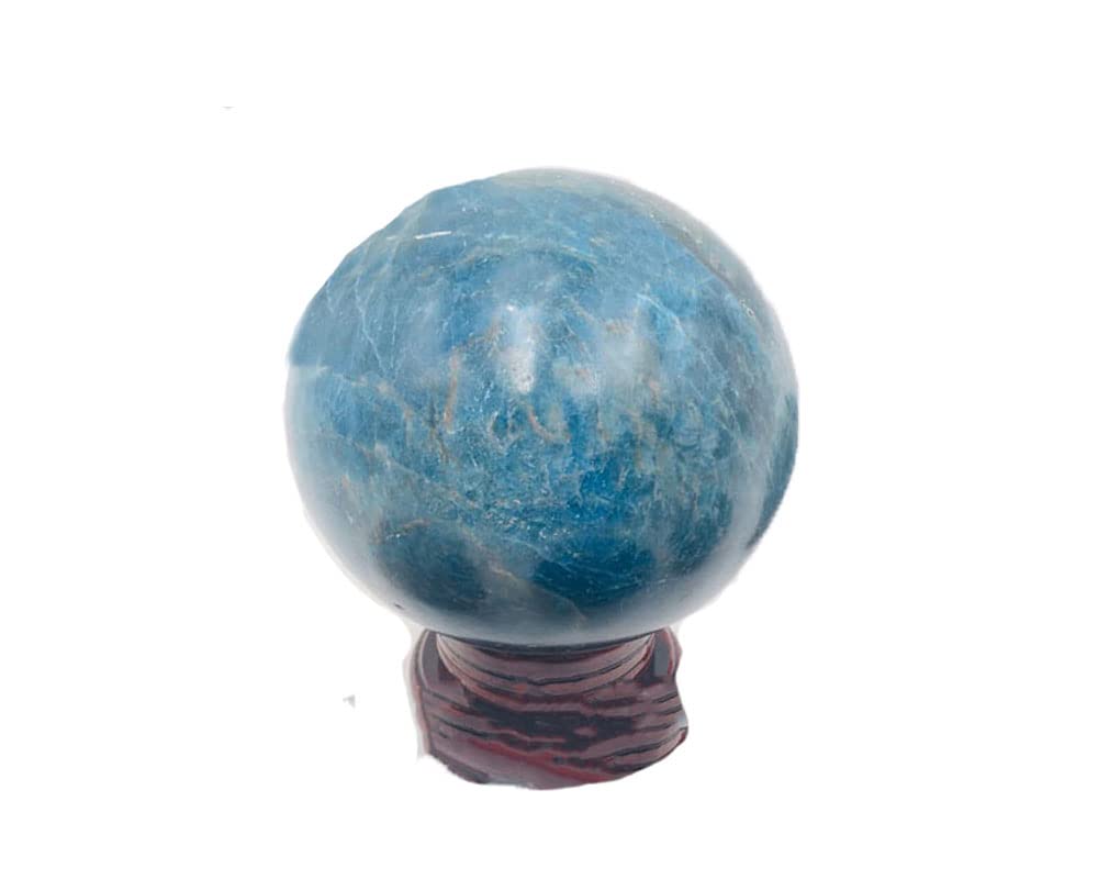Blue Apatite Sphere Ball Natural Healing Quartz Crystal Gemstone Figurine Sculpture Ball with Stand Large 80mm/3.14 inch