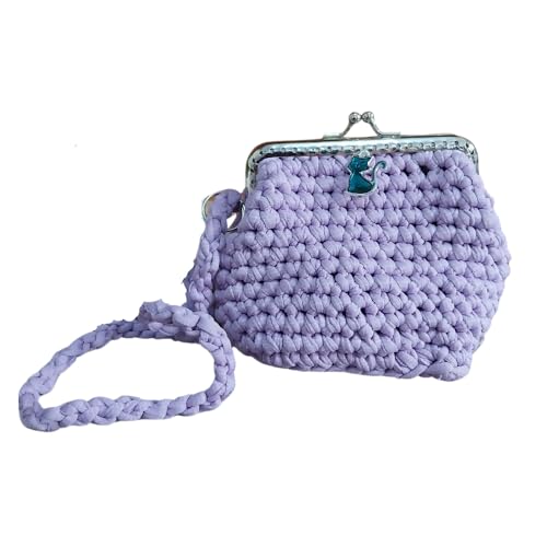 Bolsa Infantil violeta em fio de malha para meninas estilosas: Ideal para passeios, igreja e festinhas